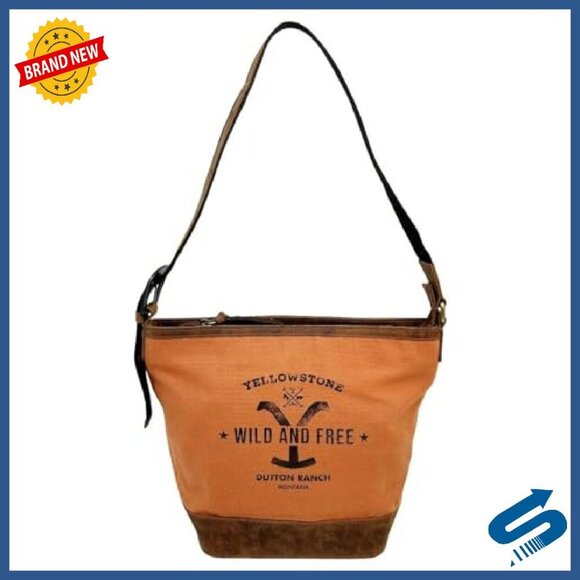 Western Shoulder Bag Upcycled Canvas Leather Base 11.5x9.5x4.5 - Picture 2 of 8